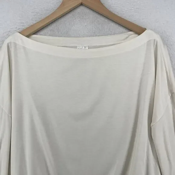 ATHLETA Top M Oversized Cropped Boat Neck Long Sleeve Cinched Off White - Picture 5 of 12